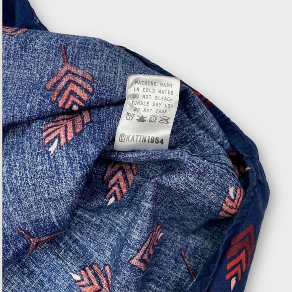 KATIN Shirt Mens Large Blue Southwest Floral Print Button Up Short Sleeve - Picture 9 of 12